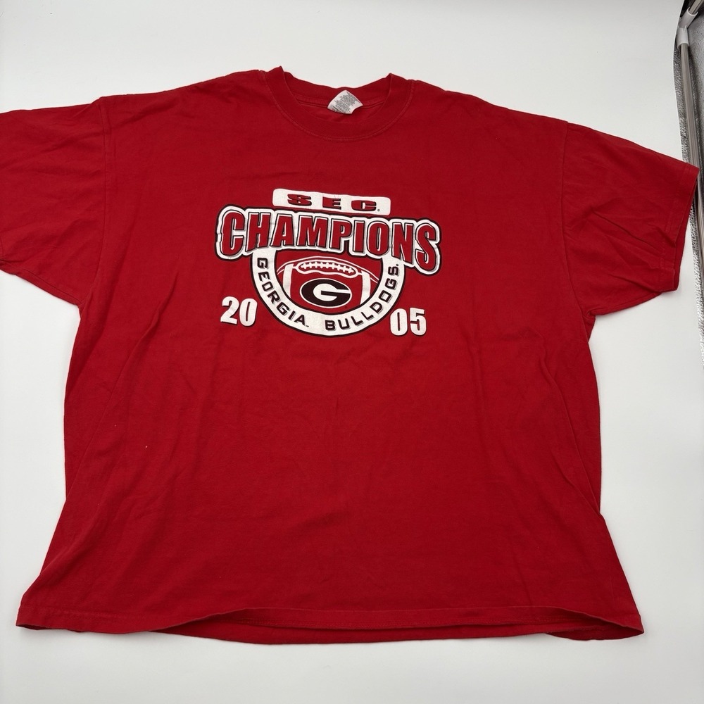 JERZEES Georgia Bulldogs T-Shirt Mens 3XL Red 2005 SEC Champions Football Tee